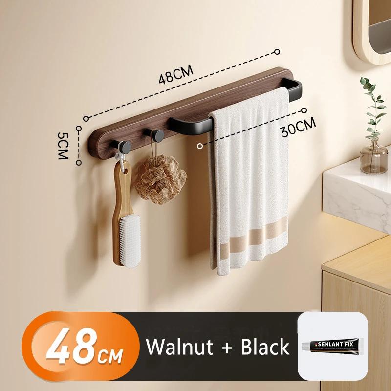 

Towel rack without punching toilet rack bathroom with hook bath towel space aluminum hook rack wood towel rod