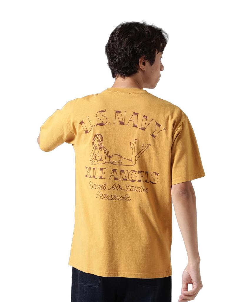 Avirex PINUP GIRL BLUE ANGELS Pinup Girl Short Sleeve Size M T-SHIRT (WEB&DEPOT Exclusive) Men's T-Shirt, (150), Orange, 783-5134085