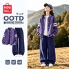 Girls' Casual Baseball Jacket Two-Piece Set