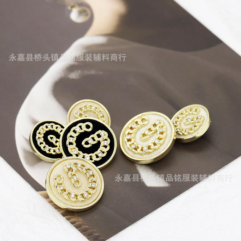 6Pcs Luxurious Design Inlaid With Rhinestones Metal  Button For Clothing Coat Skirt Clothing Accessory High Qulity Glod Black