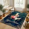 Floral Horse Theme Soft Crystal Velvet Rug Custom Name & Text Print Non Slip Floor Rug for Bedroom Living Room