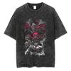 Harajuku Retro Washed T-shirt Anime Graphic Printed T-shirt Oversized Fashionable Streetwear Unisex T-shirt