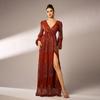Long-Sleeved V-Neck Sexy Long Sequined Evening Dress for Banquets, Weddings, Birthdays, Bridesmaid Dresses, Party Dress