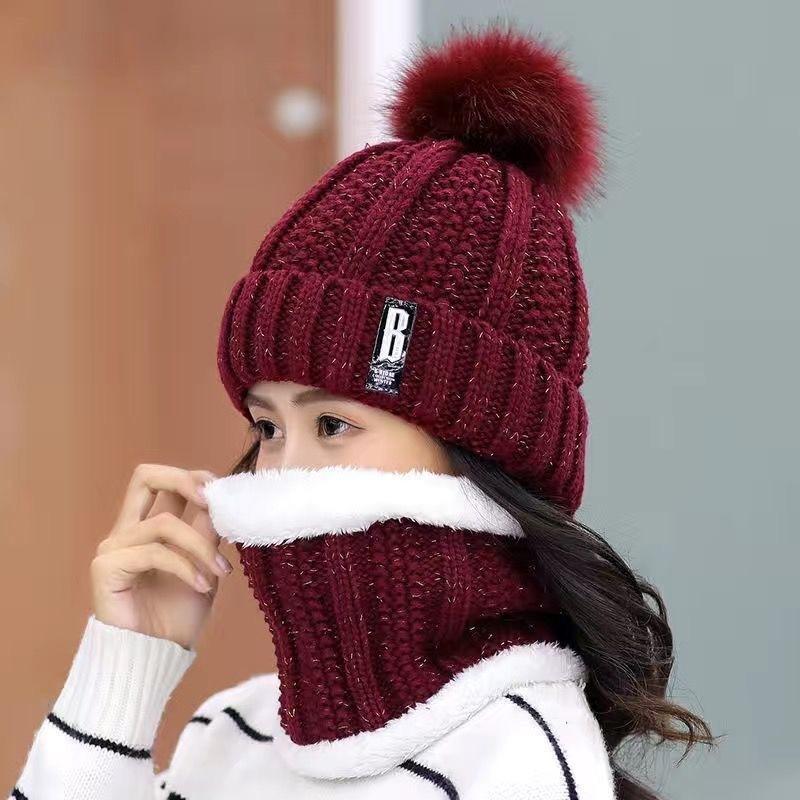 New Autumn and Winter Fleece Thickened Ear Protector Wool Hat Women's Cycling Cold Winter Knitted Cotton Hat Trend