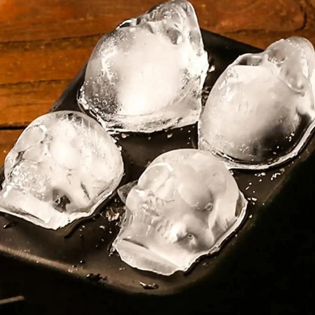 1 stuks - 3D Schedel IJsklontjesvorm, Siliconen IJsvormen, IJsklontjesvorm met 4 Holtes voor IJs & Feest