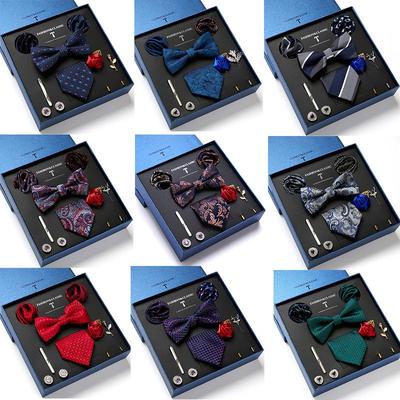 Men's 8-Piece Solid Color Floral Tie & Pocket Square Gift Set