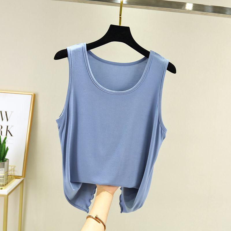 

Modal Summer Slimming Sleeveless Pure Color Casual Vest Light blue L (Recommendation 50.00 kg-60.00 kg