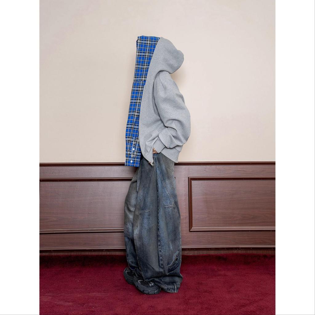 Men's Two-Piece Look Cardigan Hoodie, Spring/Autumn 2024 Trend, Heavyweight Patchwork Zipper Jacket