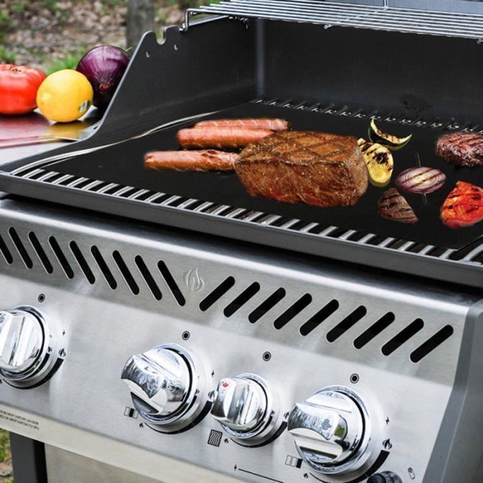 Set of 4 Reusable Non-Stick Baking Mats for Gas Barbecue Black