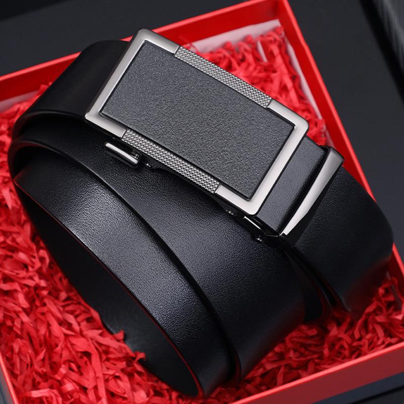Men'S Belt Leather High-End Business Belt Simple Casual Versatile Automatic Buckle Belt
