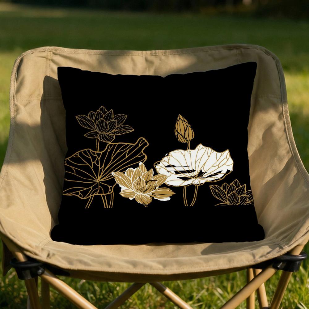 Golden Leaf Pattern Cushion Cover Soft Reversible  Durable Pillow Cover  MultiScene Use for Home  Car Daily Comfort