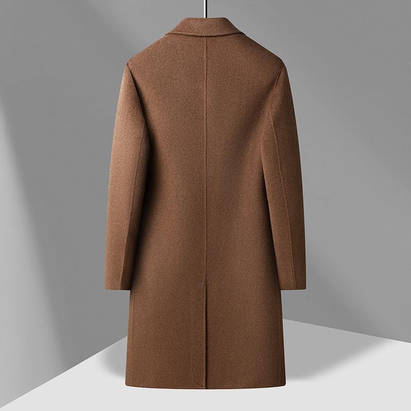 100% Wool Coat Long Double-breasted Thickened Goose Down Take-off Liner Double-sided Woolen Coat Trench Coat Men's Coat