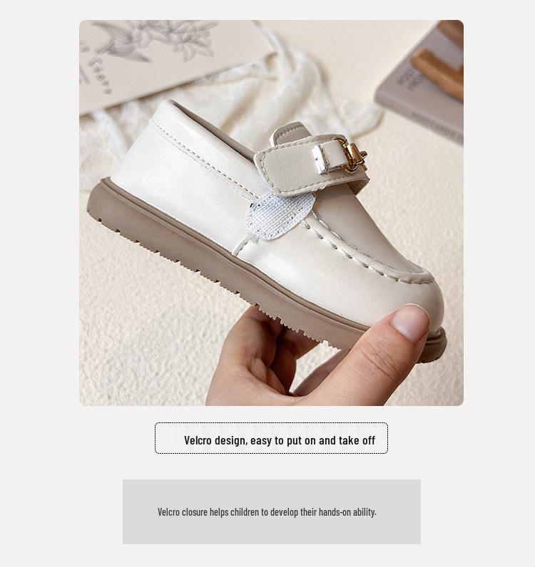 Girls' Slip-On Leather Princess Shoes - Spring/Autumn 2025, Korean Style, Soft Sole, Trendy for Little Girls
