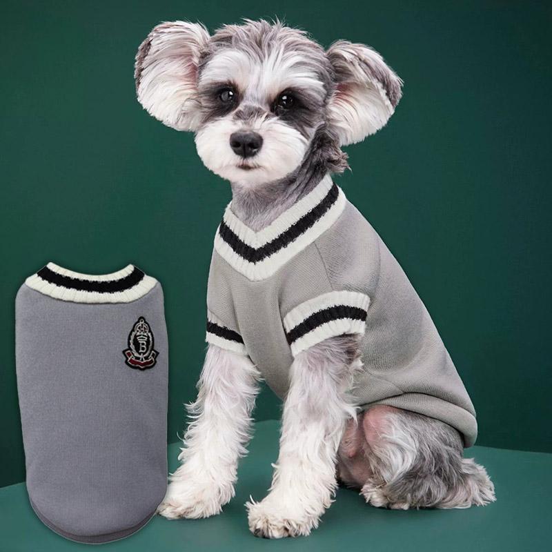 Autumn and winter knitted vest V-neck college style pet clothes vest Teddy Winter Warm Pet Sweater College Style Puppy Knitwear