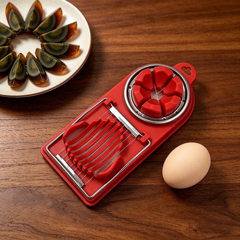 Egg Slicer - Home-use Stainless Steel Egg Cutter - Two-in-one for Removing Skin From Preserved Eggs and Splitting Eggs