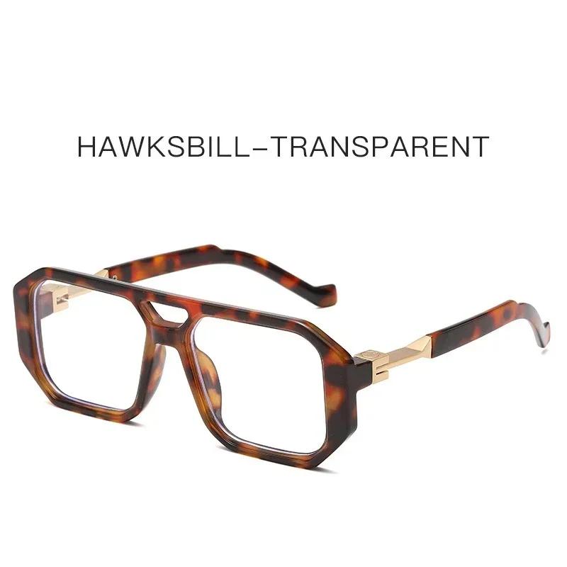 New European and American Fashion Sunscreen and UV Resistant Square Sunglasses UV400 Minimalist Double Bridge Pilot Spectacles