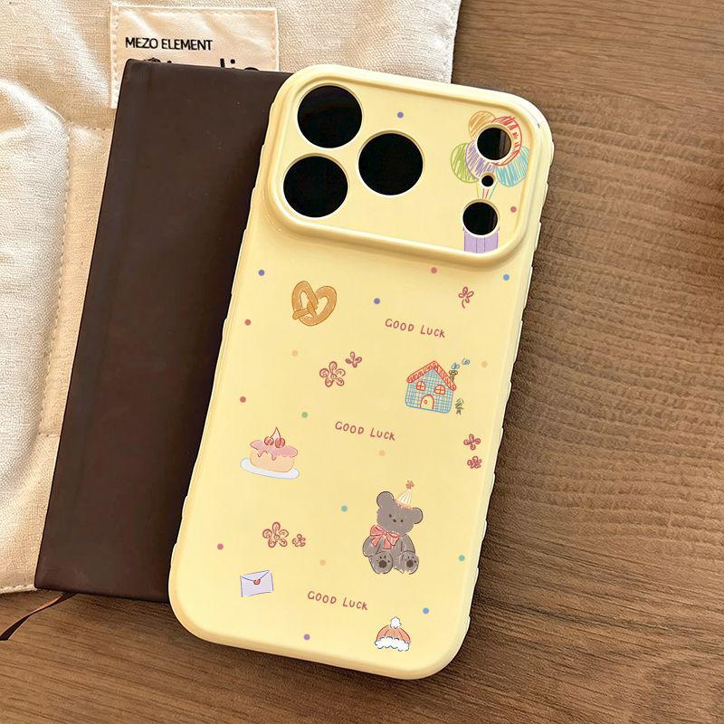 

Soft Case for Apple 17 Pro Max - Large Window, Heart-Edged Little Bear Ribbon Design, Full Coverage for 16, 15, 14, 13 Pro. iPhone 15 Plus