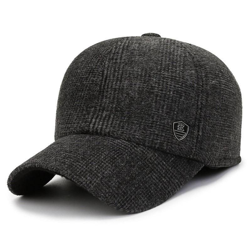 Winter Warm and Cold Ear Protection Cap Men's Outdoor Plush Woolen Baseball Cap Dad Old Man Hat