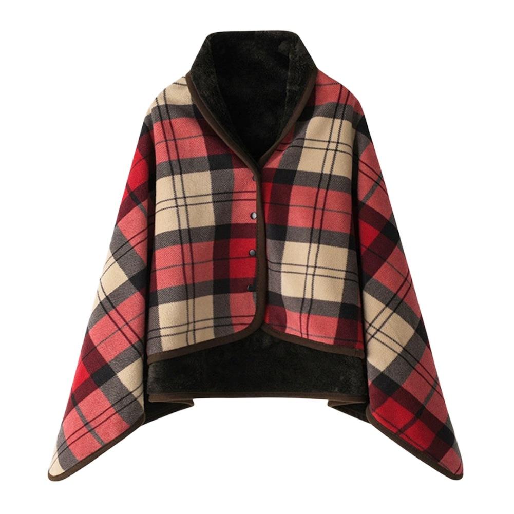 Soft Blanket Wearable Shawl Throw Wrap Doublelayer Plaid Shawl Winter Lady Multifunction Scarf Tartan Warm Blankets for Winter
