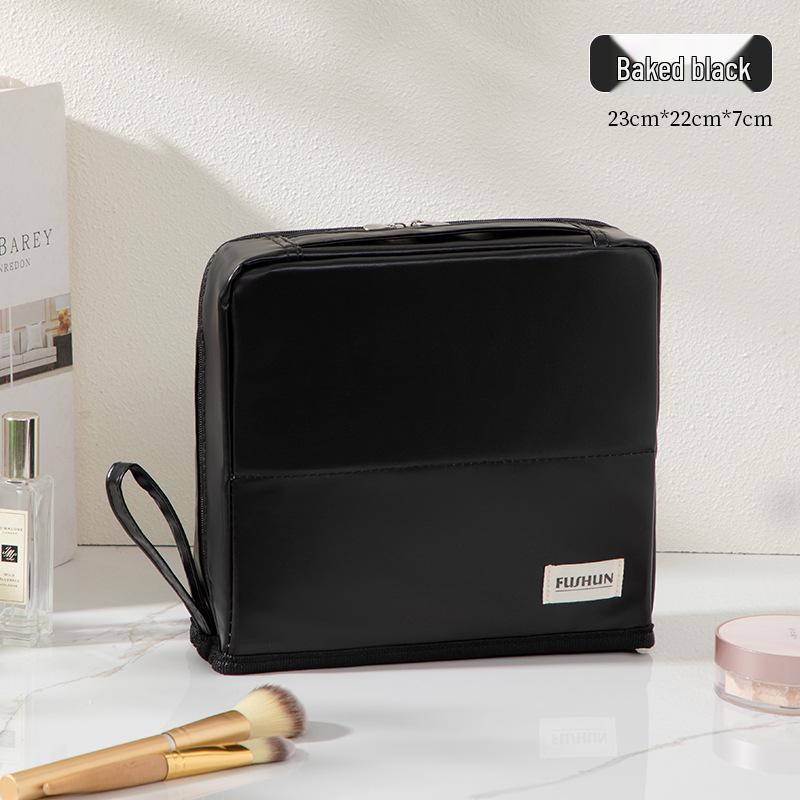 

Large Capacity PU Travel Makeup & Pencil Case: Stand-up Bag with Compartments for Brushes & Palettes 23*7*22CM