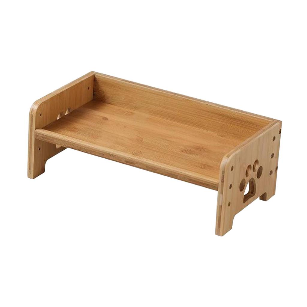 Dog Feeding Tray Bamboo Raised Bowl Stand Double Bowl Holder Non Slip Elevated Feeder for Puppies and Cats