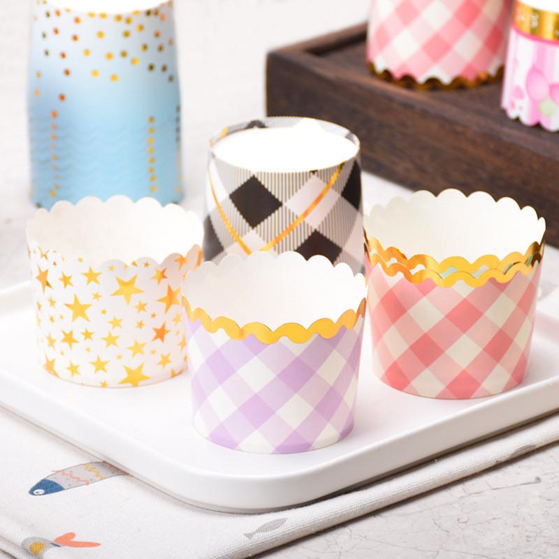 50Pcs Golden Bronzing Muffin Case Cupcake Paper Cups Liner Baking Wedding Christmas Party Decor Wrapper