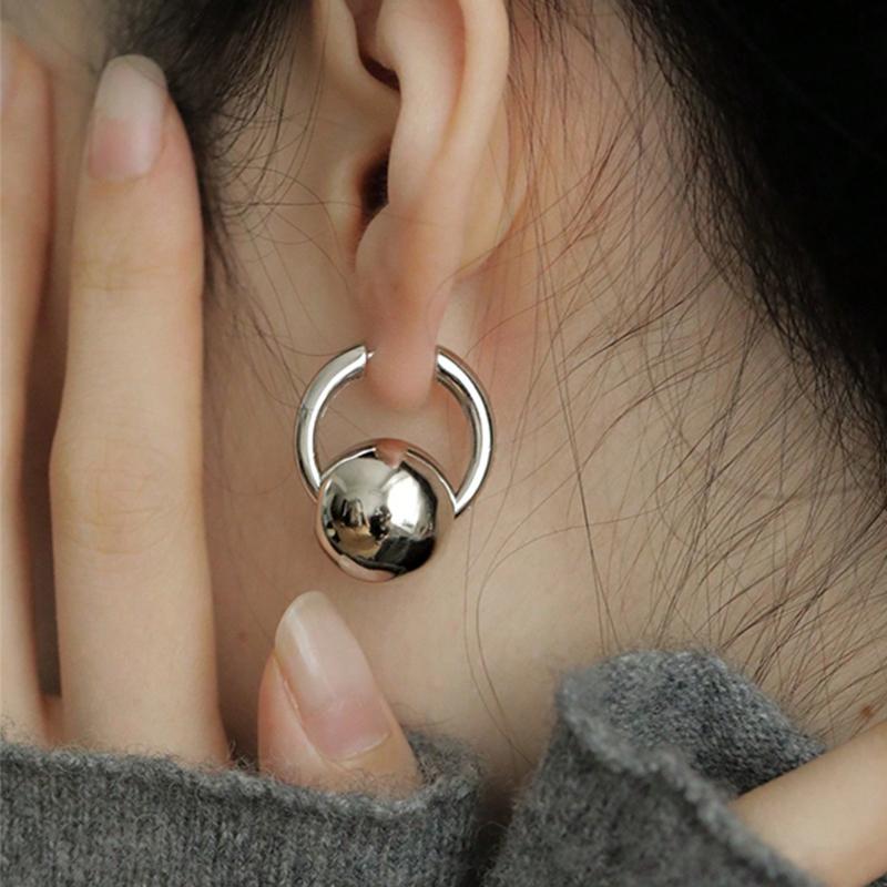 Edelstahl Creolen mit glatten CCB-Kugelspitzen für Damen, einzigartiges Design, hochwertige Mode und vielseitig