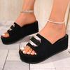 Fashion Sandals and Slippers Women's Summer Wear New Platform Heightened Casual Beach Sandals Rhinestone Flip-flops