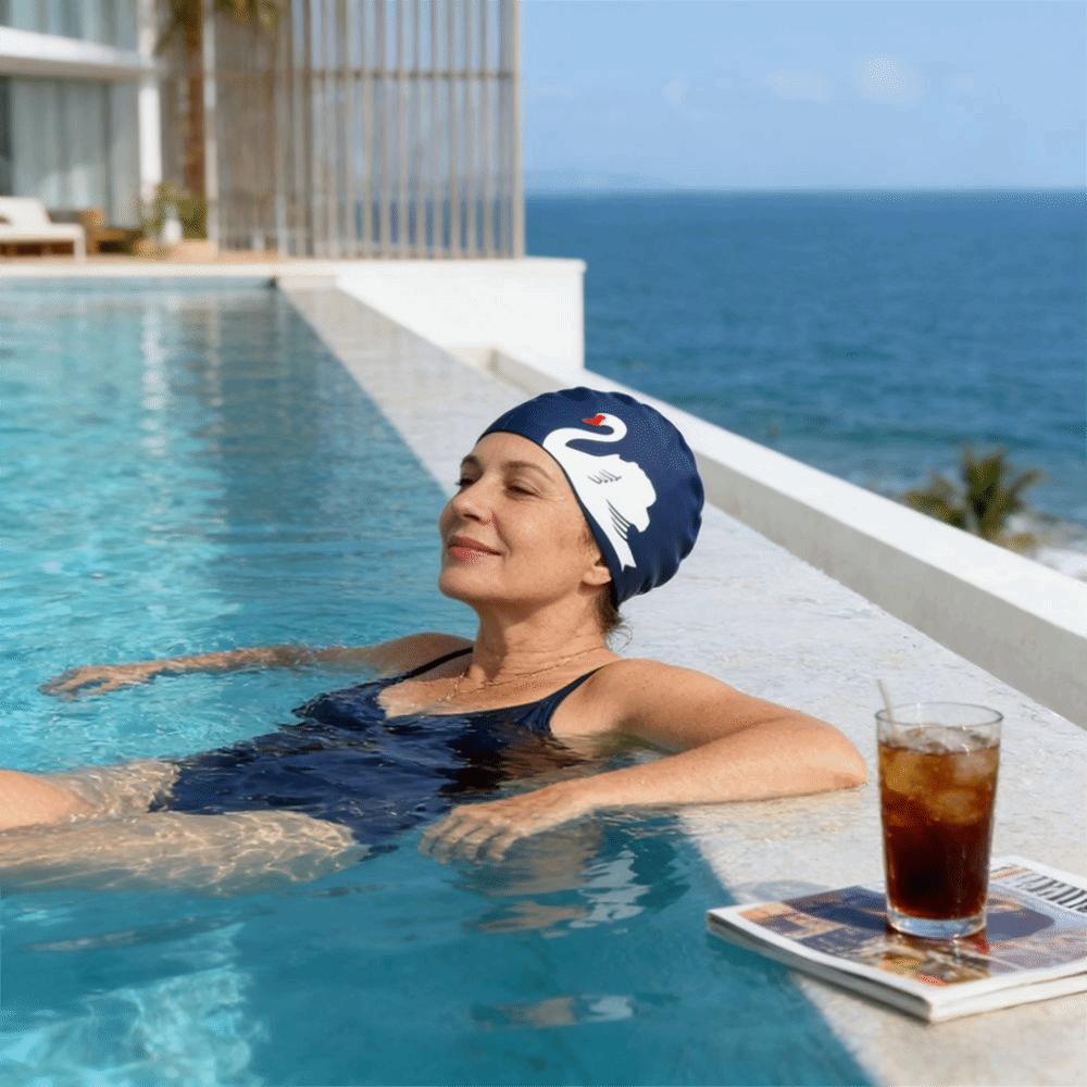 Printed Pattern Bathing Caps Plus Size Silicone Swim Cap Swimming Cap Swimming Pool