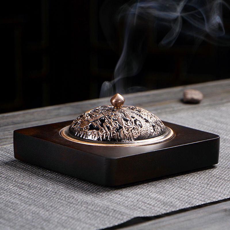 Ebony Large Wooden Sandalwood Incense Burner | Indoor Auspicious Clouds Agarwood Holder | Creative Tea Ceremony Ornament