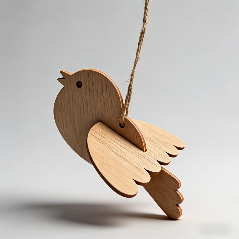 10 Sets of Wooden Bird-Shaped Ornaments, Wooden Bird Shapes for DIY Coloring, Children's Educational Tools, Handmade Holiday Decorations, Holiday P