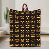 Halloween Glowing Jack O Lantern Different Face Collection Blanket Warm Soft  Throw Blanket Winter Home Plane Travel Bedspread