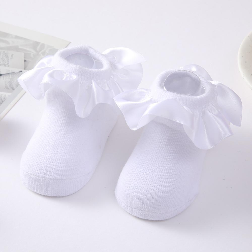 Baby Girl Socks Cotton Breathable Satin Ruffle Princess Knit Socks Children Ankle Short Socks Indoor Floor Socks