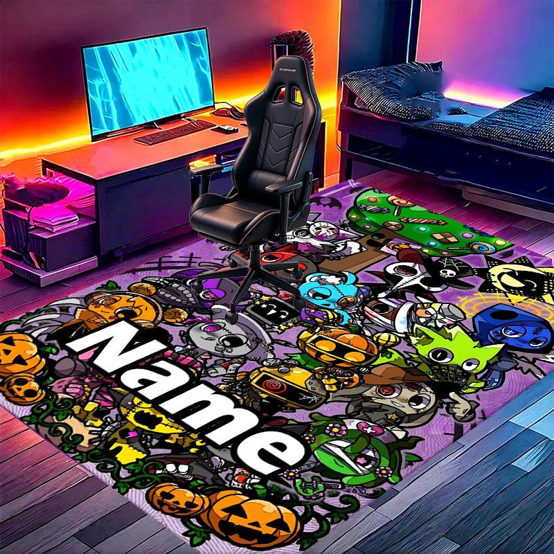 Custom Name Personalized Sprunki Game Print Carpet, Versatile Home Decor Rug, for Playroom, Apartment, Balcony, Entryway, Hallway Gift