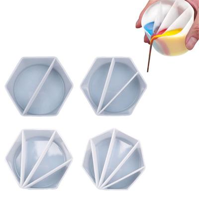 Gobelets à mesurer en Silicone, 4 pièces, 2/3/4/5 chambres, gobelets de mélange de peinture réutilisables avec séparateur de mélange