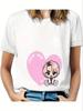 Womens AnimePrint TShirt Soft ShortSleeve Crew Neck Top SnowUnisex Character with SNOW Heart Print Casual Commute Homewear