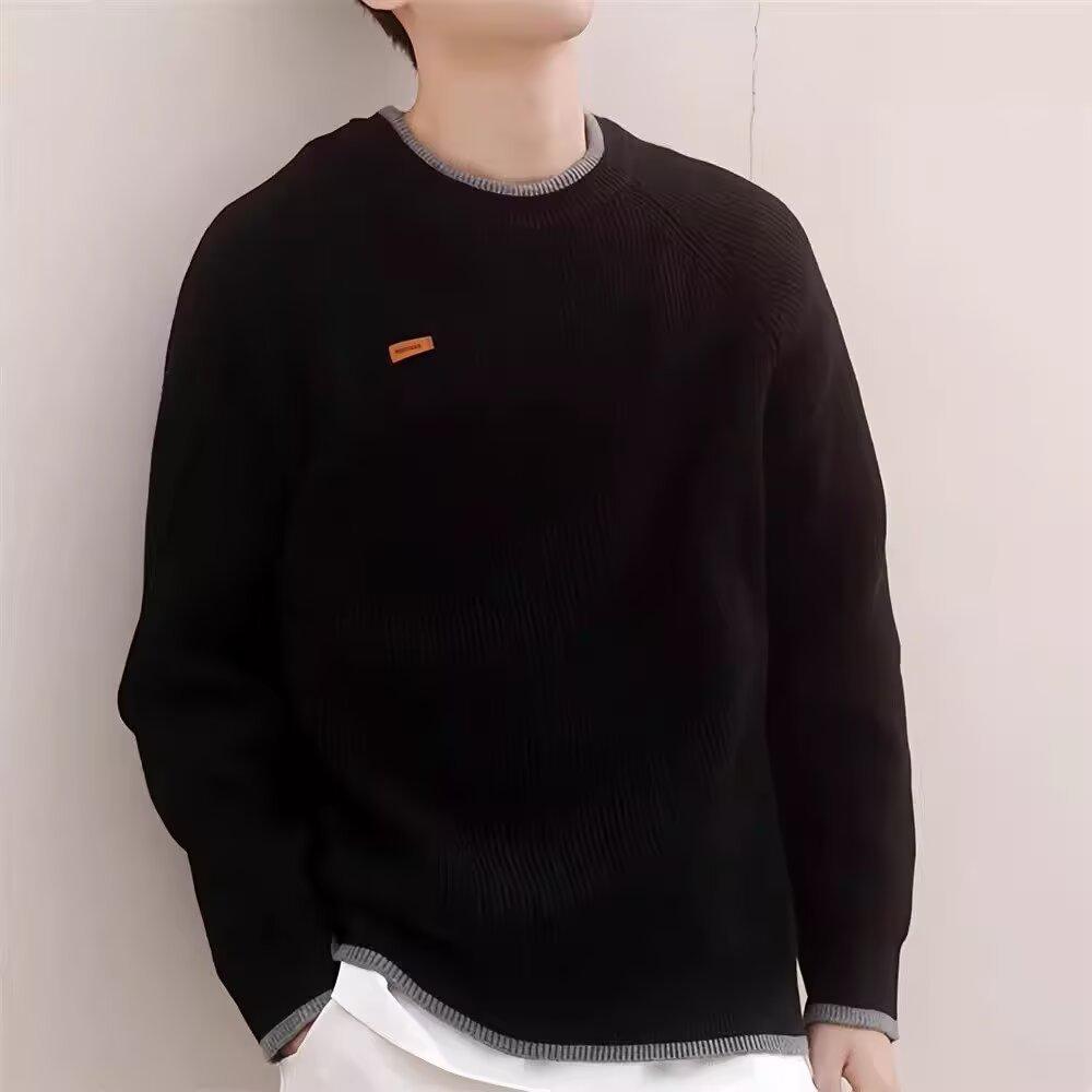 

Men s New Arrival Round Neck Two-in-One Sweater - Trendy Casual Knitwear M чорний