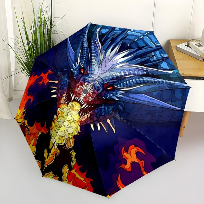 1pc Dragon Fire Breath Folding Umbrella | Elegant Design, Fashionable Accessory, Durable Construction, Sturdy Ribs Yy251107095