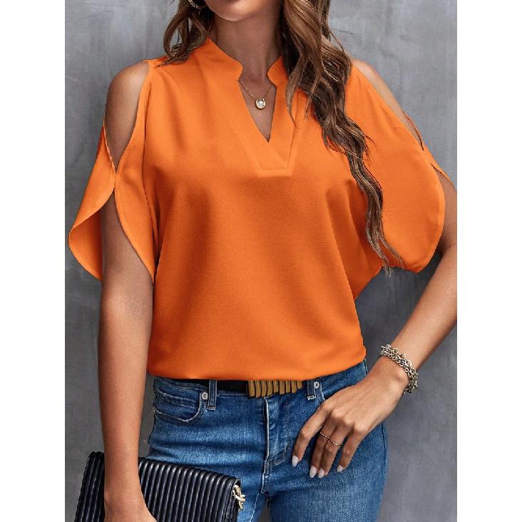 Women'S Summer New V-Neck Stylish Off Shoulder Sleeve Women'S Top