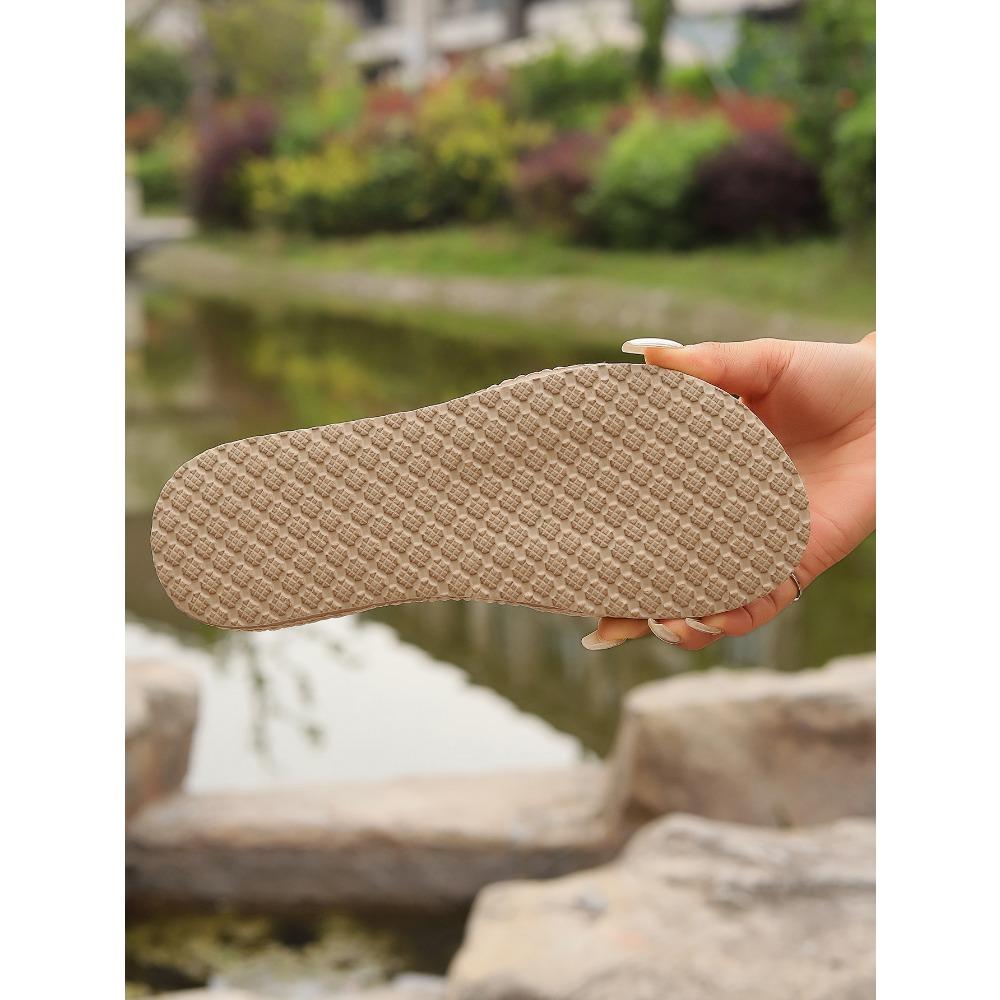 Damskie Modne Antypoślizgowe Odporne na Ścieranie Kolekcjonerskie Wakacyjne Plażowe Klapki na Płaskim Obcasie z Kwiatami