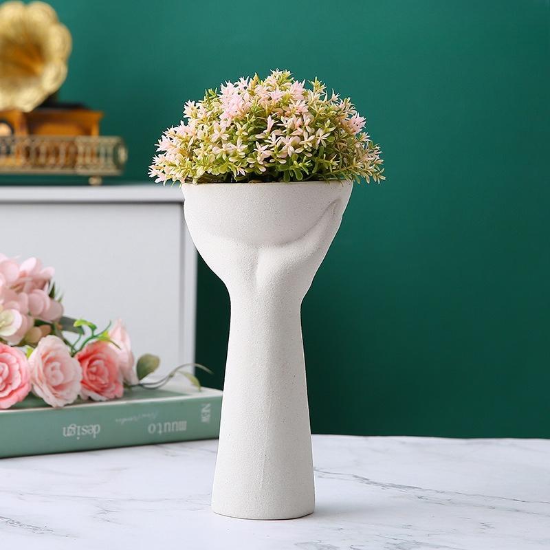 

Ceramic Vase Nordic Home Decor Minimalist Flower Vase for Living Room Tabletop Creative Dried Flower Arrangement белый