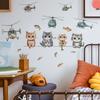 Playful Cartoon Kitten In Flying Helicopter Wall Sticker Cute Adventure Self-Adhesive Decor for Kids Room Nursery Bedroom Living Room