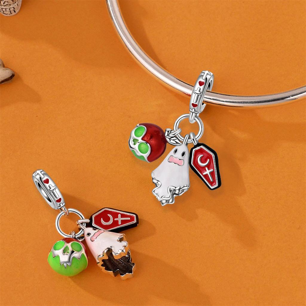 2026 Halloween Ciondolo Zucca Caramella Ciondolo Perline Gioielli Bracciale Accessori Argento 925