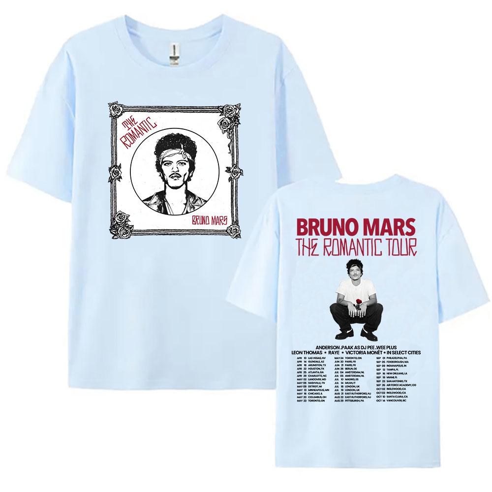 Bruno Mars The Romantic Tour 2026 T-shirt Summer Short Mens Tshirts Streetwear Hip Hop Singer Graphic Print Shirt 100%cotton Couple Matching Outfit