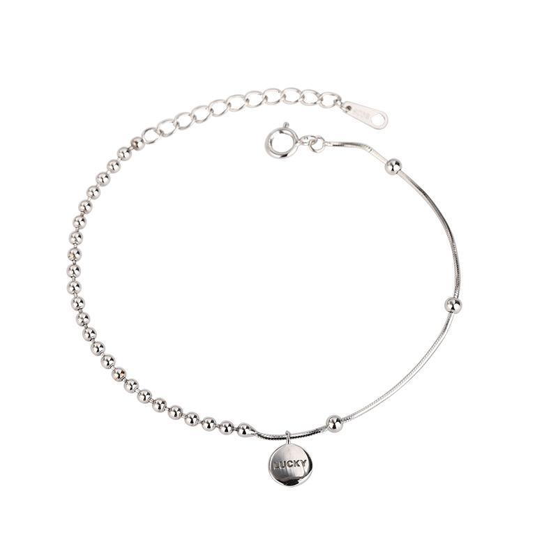 

S925 Серебро Корейский Стиль Фасоль Буква Счастливый Браслет Ниша Литературный Простой Браслет Lucky Ball Adjustable size