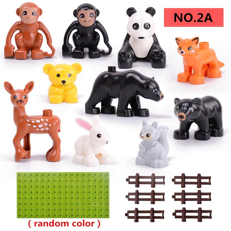 Large Particle Building Blocks Animal Scene Series Zoo World Tigier Lion Giraffe Whale Deer Bricks Toys  For Kids Christmas Gift