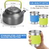Portable Outdoor Cookware Set for 2-3 People with Teapot - Hard Anodized Aluminum, New Product