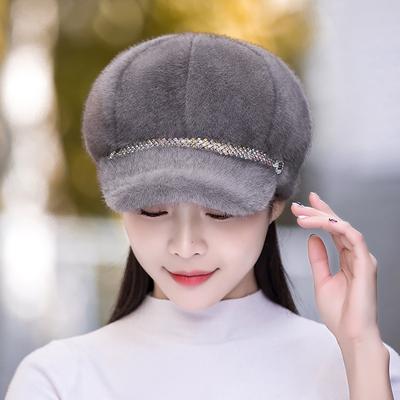 Herbst Winter Hüte für Frauen einfarbig Plain achteckige Kappe Damen Casual Faux Pelz Frauen Caps
