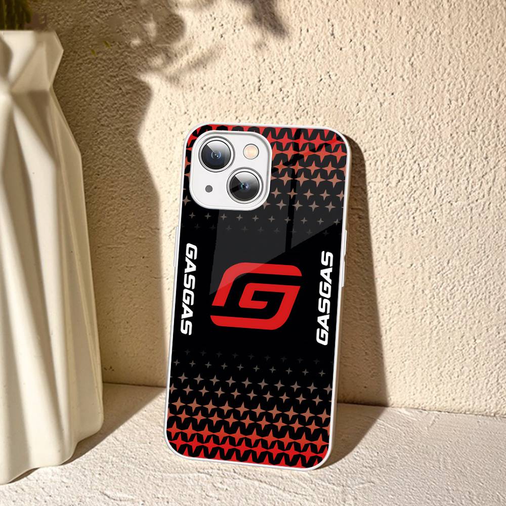 G-GasGas Rotes Motorrad Für IPhone 14 13 12 Mini 11 Pro XS Max X XR 14 Plus Gehärtetes Glas Cover