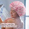 Waterproof Double-layer Bath Cap Elastic Hair Care Hat Hair Protection Printed Bonnet  Travel